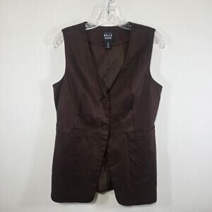 Belle Vere Womens Chocolate Brown Tailored Vest Festival Boho Edgy Size 8